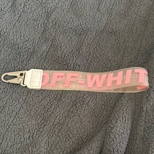 Off-White Pink Key & Card Holder with Industrial Aesthetic